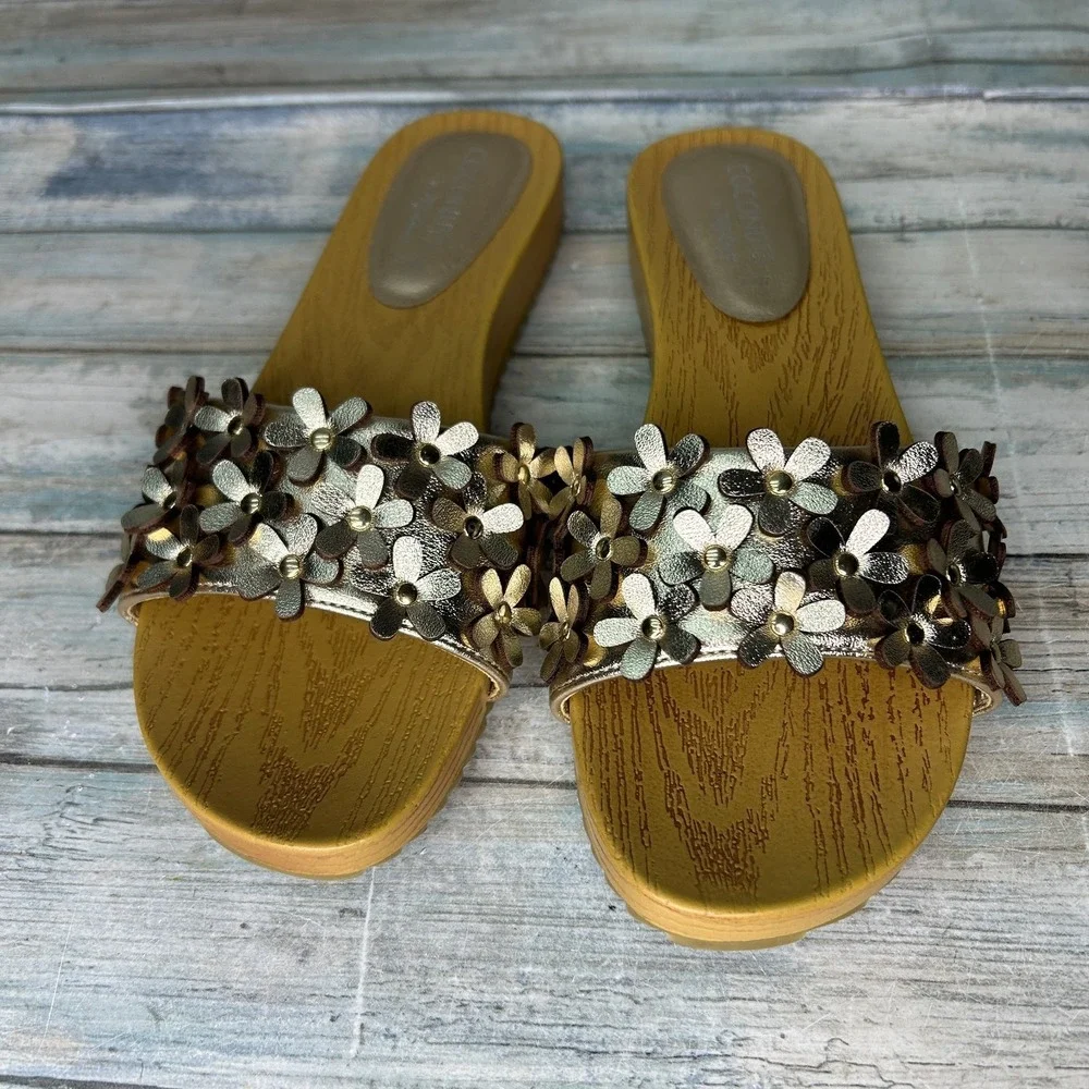 Coconuts by Matisse Chelsea Sandals Size‎ 7 Metallic Slide Womens Gold Casual